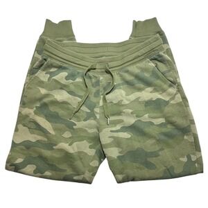Old Navy Camo Joggers Women Small Green Camouflage Fleece Sweatpants Excellent